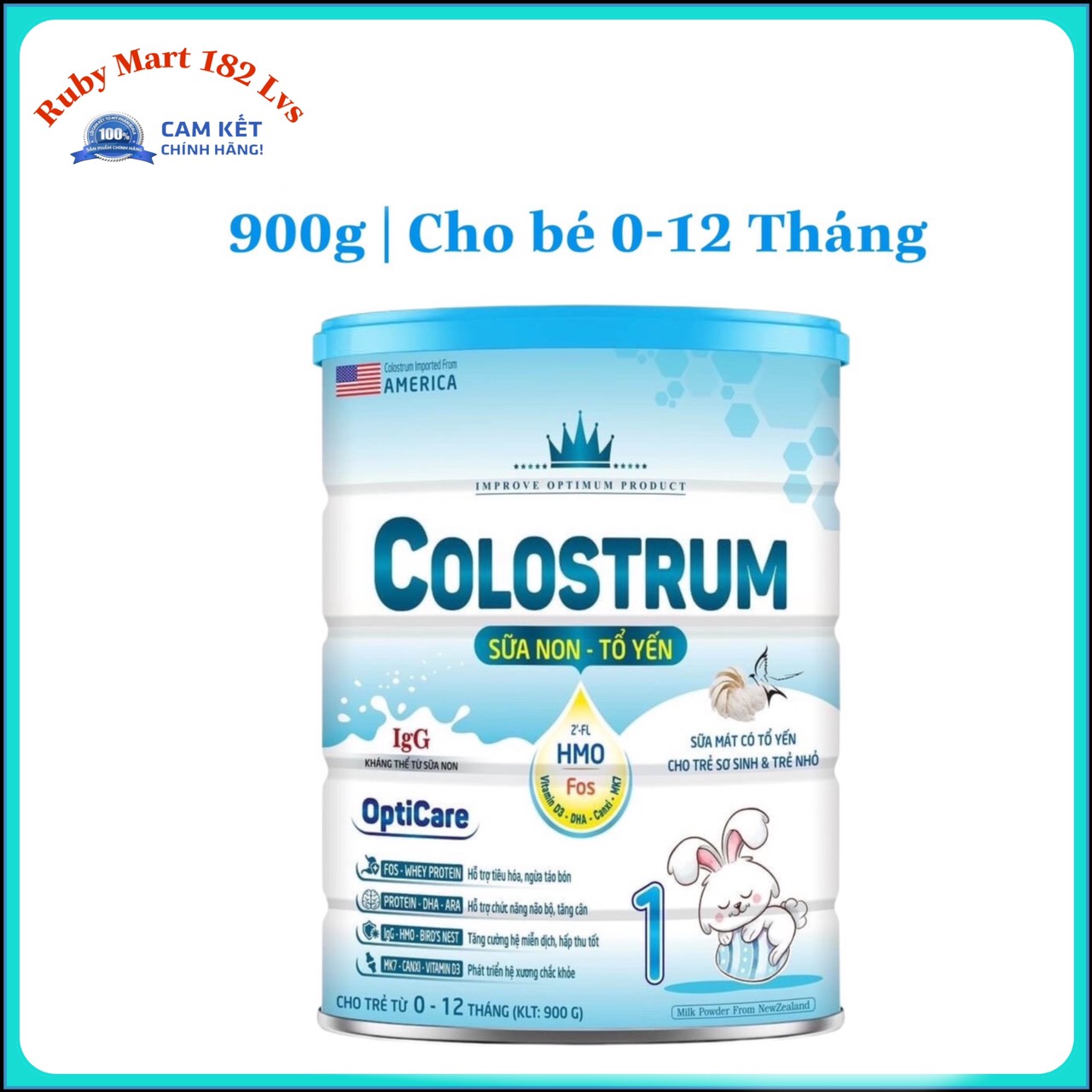 Date 2.2025 SỮA BỘT COLOSTRUM OPTICARE 1 CÓ CHỨA SỮA NON LON 900G - Cho bé