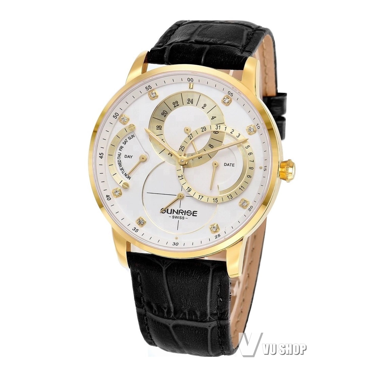 Đồng hồ nam sunrise 1146pa dây da chính hãng