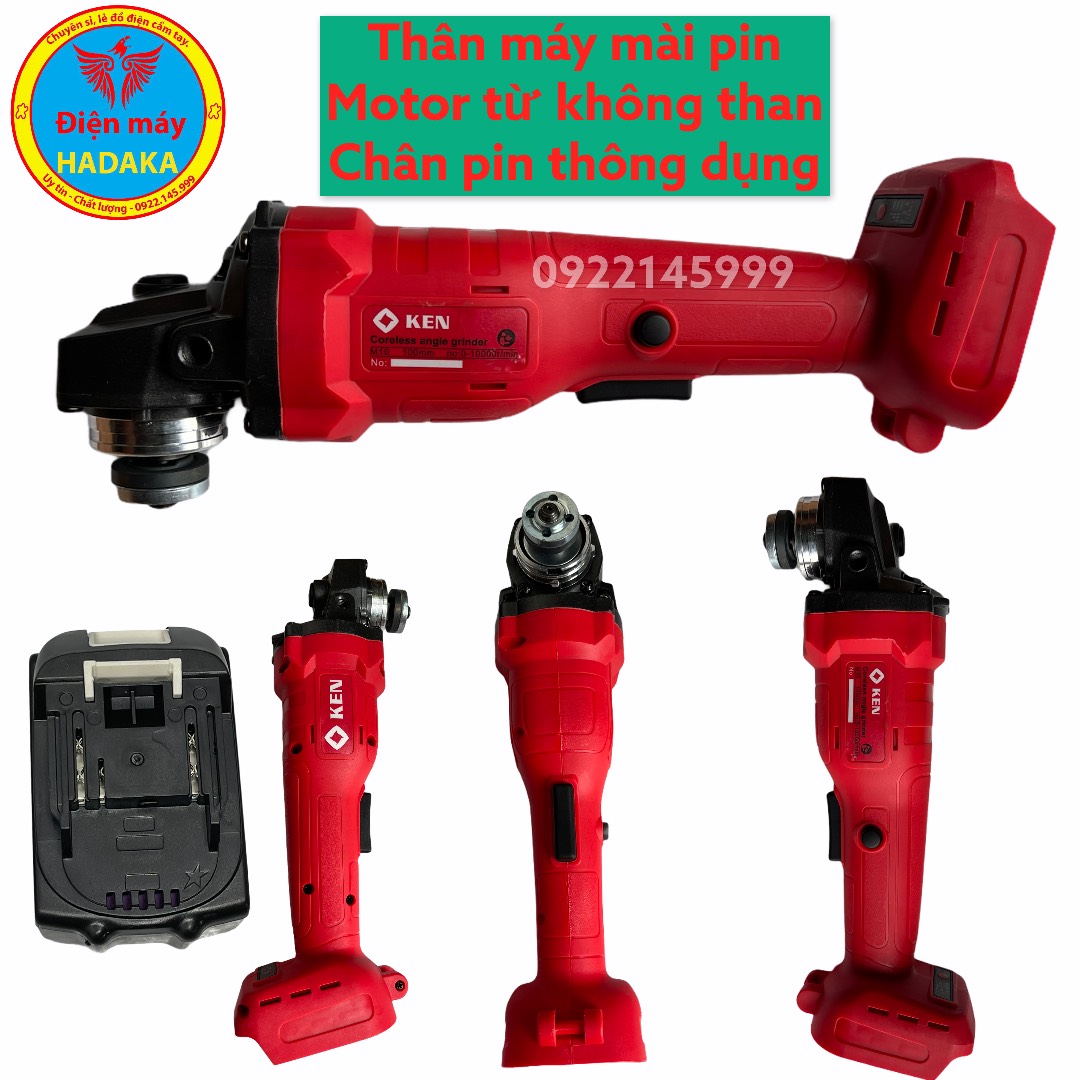 Thân máy mài Góc KEN , HITACHI ,DEWATL dùng pin 18v makita chân pin thông dụng motor Từ không chổi Than