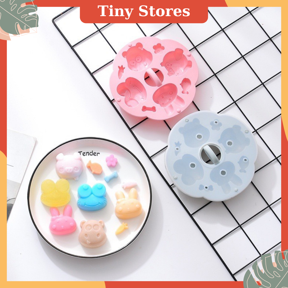 Khuôn hấp bánh silicon có nắp đậy cho bé ăn dặm - Khuôn hấp trứng làm bánh làm thạch rau câu pudding cao cấp bền đẹp an toàn cho bé Tiny Stores