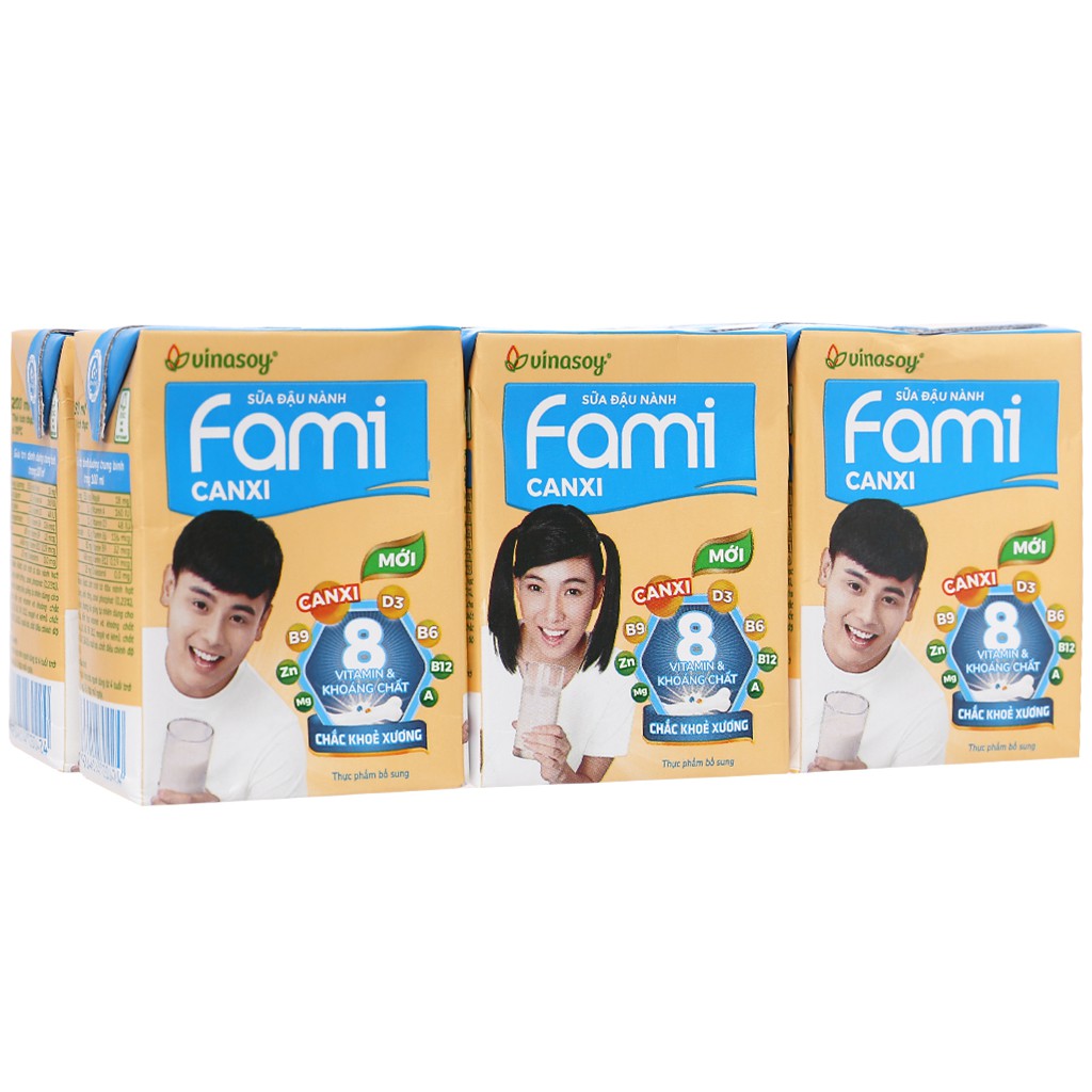 Lốc 6 hộp sữa đậu nành Fami 200ml - Fami canxi