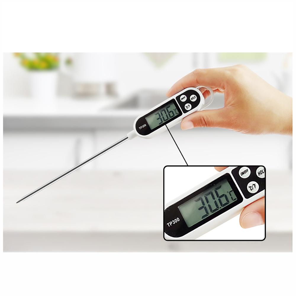 Que Nhiệt Kế Điện Tử Đo Nhiệt Độ Nấu Ăn Pha Sữa Thức Ăn Thức Uống Thịt Cá TP300