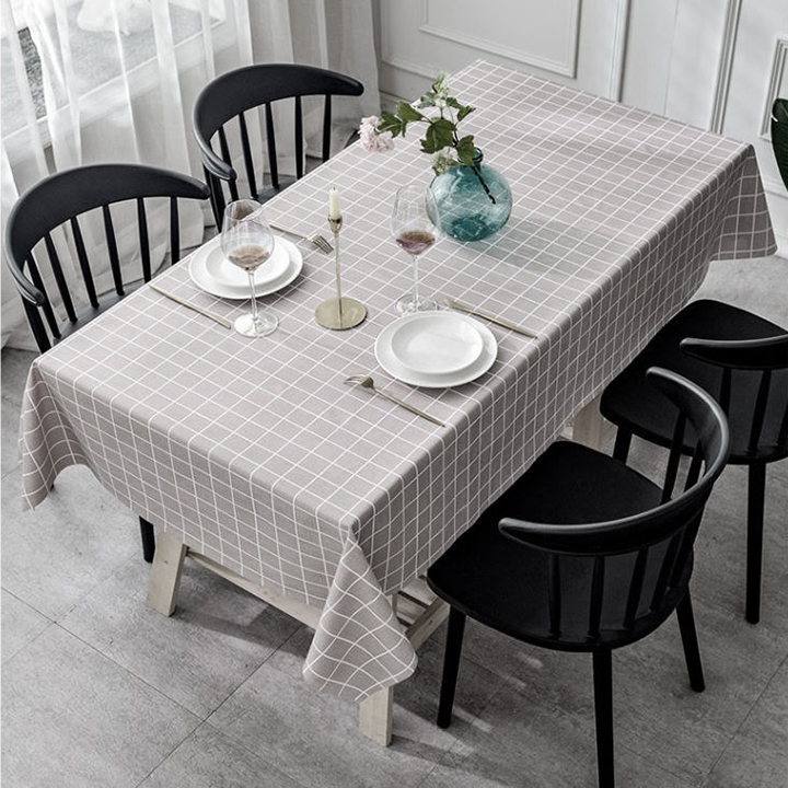 Khăn trải bàn decor kẻ caro nhựa PVC không thấm nước lót bàn ăn nhiều kích cỡ uzi