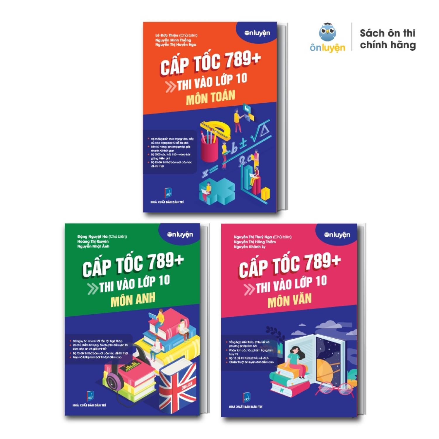 Sách thi vào 10 - combo 3 cuốn cấp tốc 789+ môn toán, văn, anh
