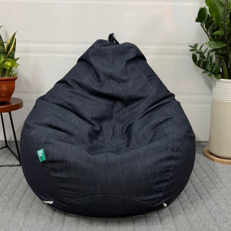 Vỏ ghế lười hạt xốp 3ii home hình trái lê màu xanh navy size xl120x130cm l100x120cm m80x100cm chất liệu vải kaki jean cao cấp