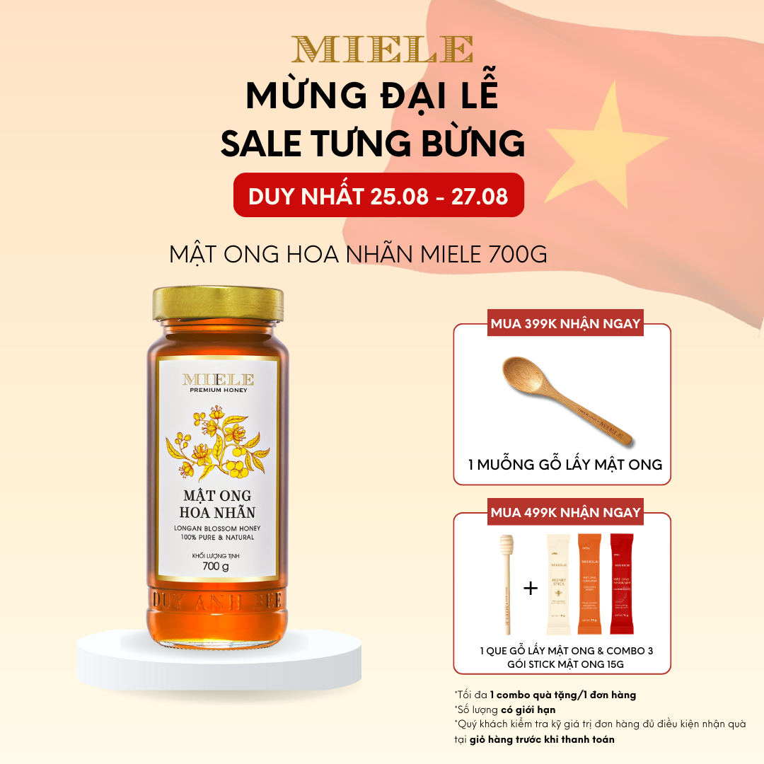 Mật ong hoa nhãn nguyên chất miele 700g