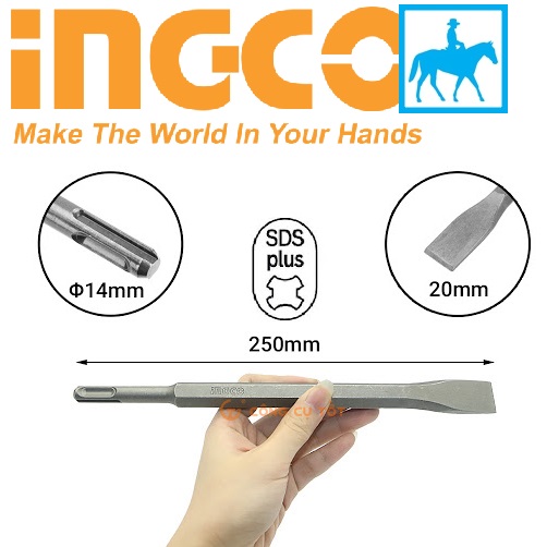 Mũi khoan đục bê tông đầu dẹp đuôi gài dài 250mm ingco dbc0122501 tac15121411