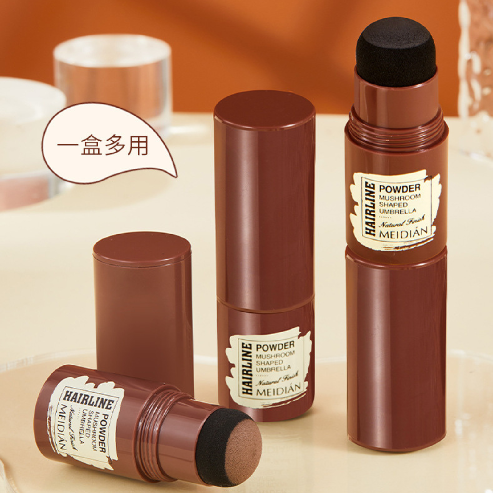 Phấn che khuyết điểm tóc màu đen kèm bông dặm AROMA che hói, phủ bạc