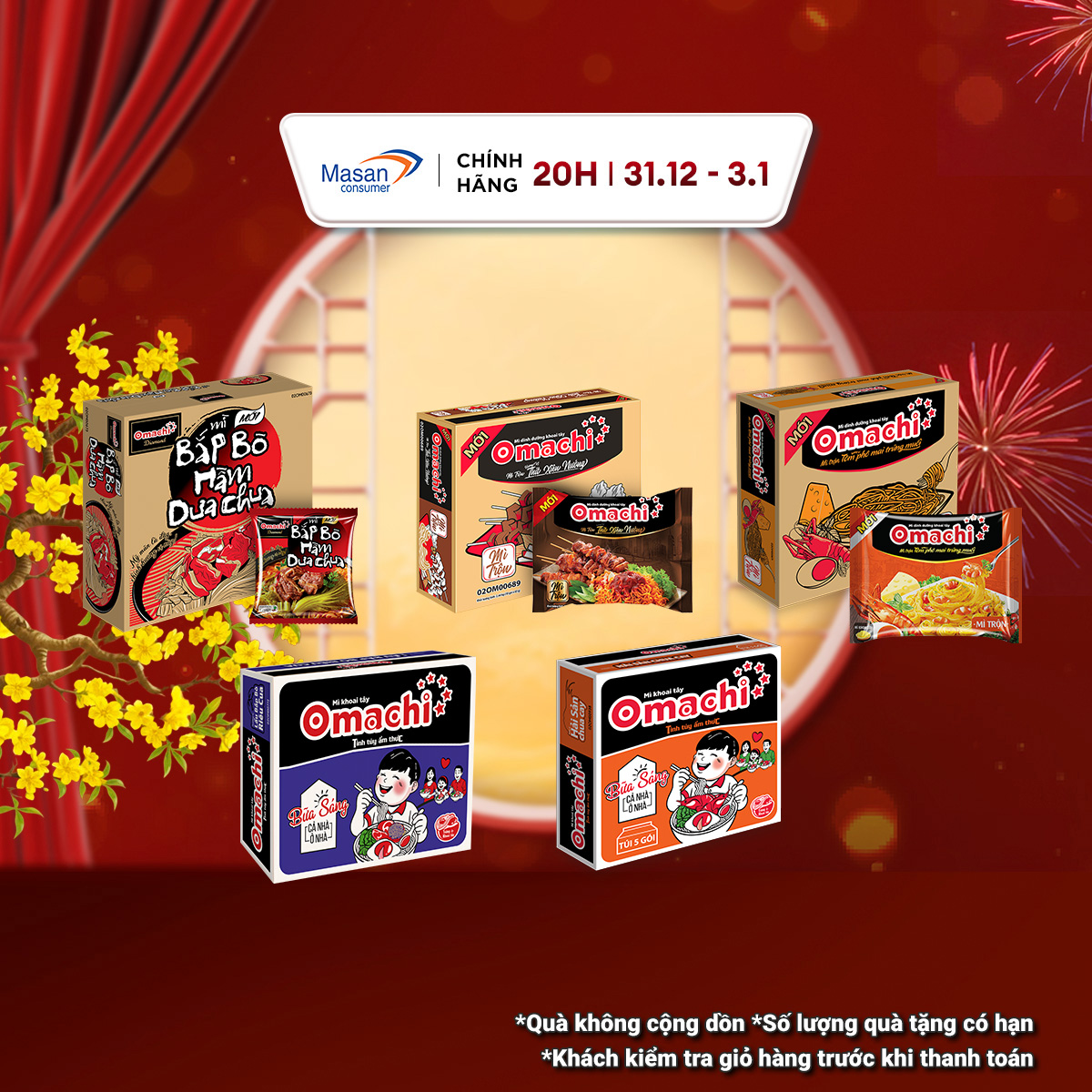   15.12-29.12 Voucher 18% CHO ĐƠN TỪ 199K Thùng Mì Omachi Gói 80g - Thùng 30 Gói x 80g  Bao bì có thể thay đổi theo đợt nhập hàng  