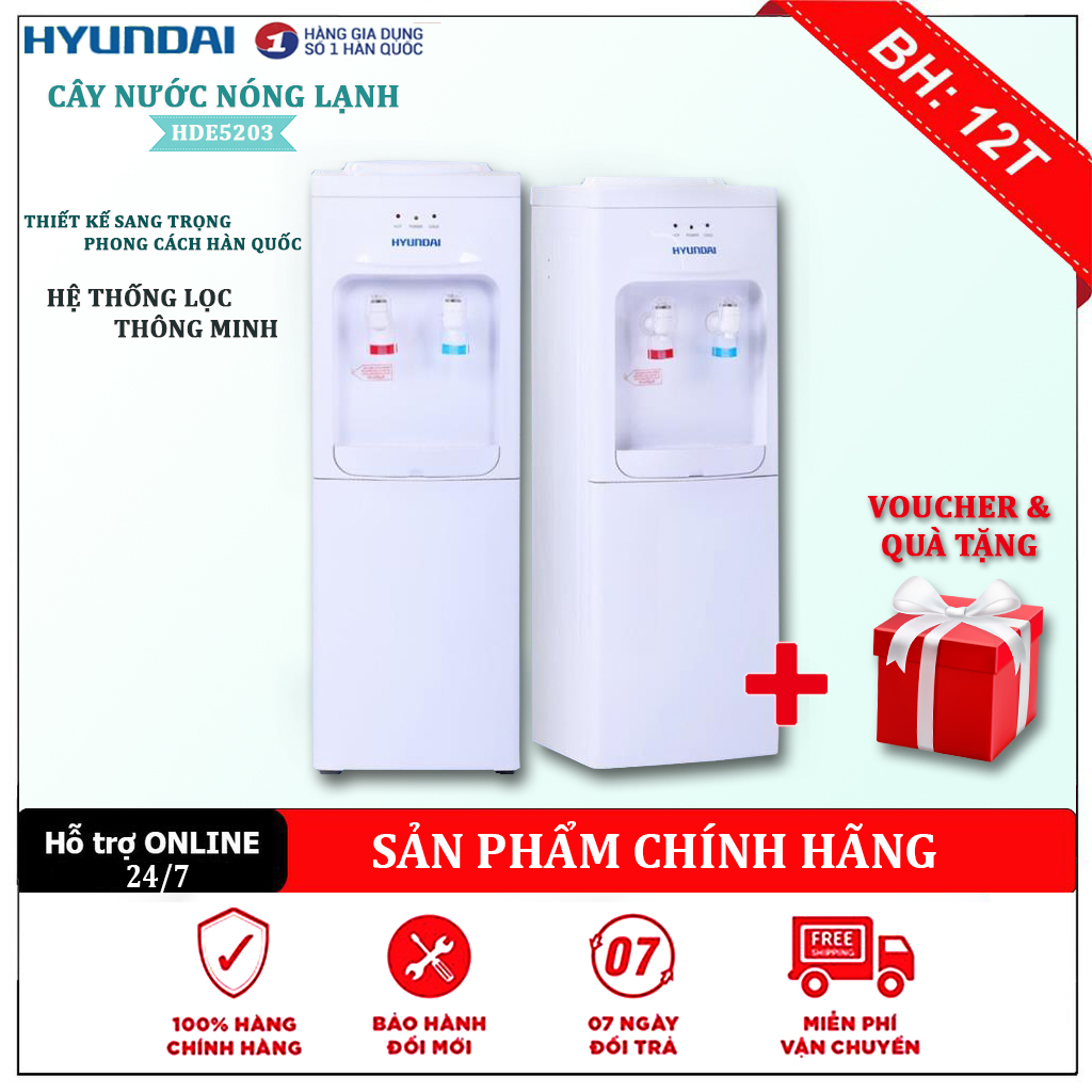 Cây nước nóng lạnh hyundai hde 5203- máy nước nóng có hệ thống lọc thông minh - bảo hành 12 tháng