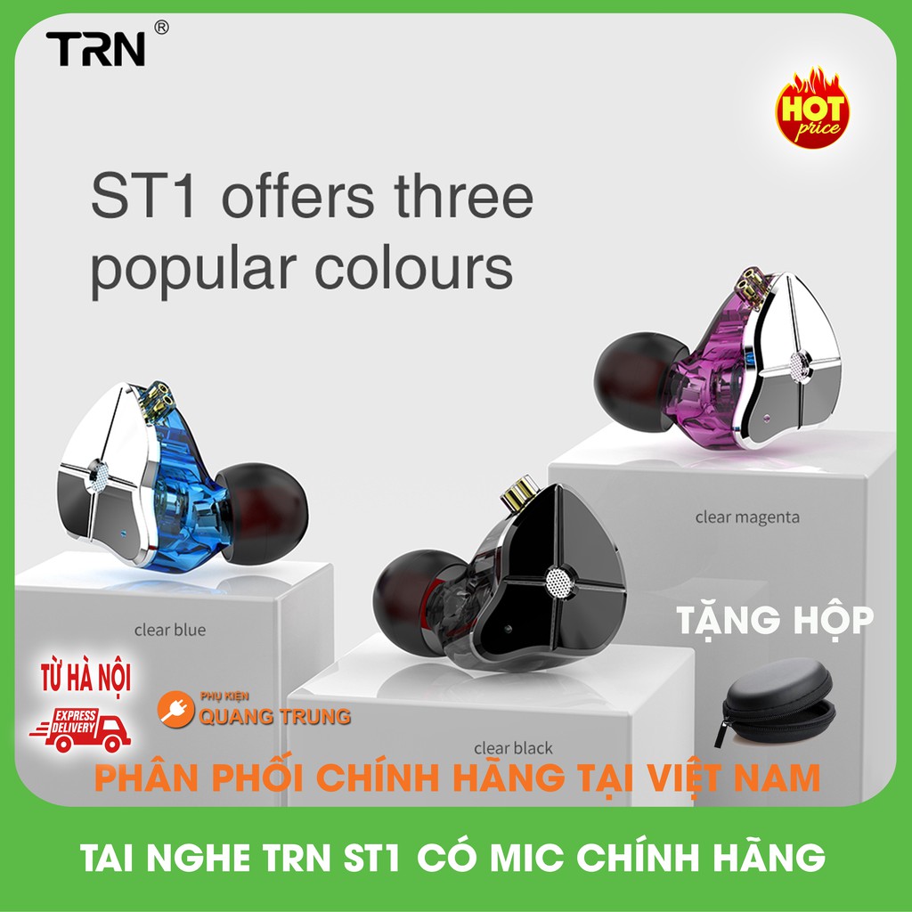 Tai nghe TRN ST1 - Dual driver âm thanh hifi có micro - tặng hộp cực hot, cam kết sản phẩm đúng mô tả, chất lượng đảm bảo