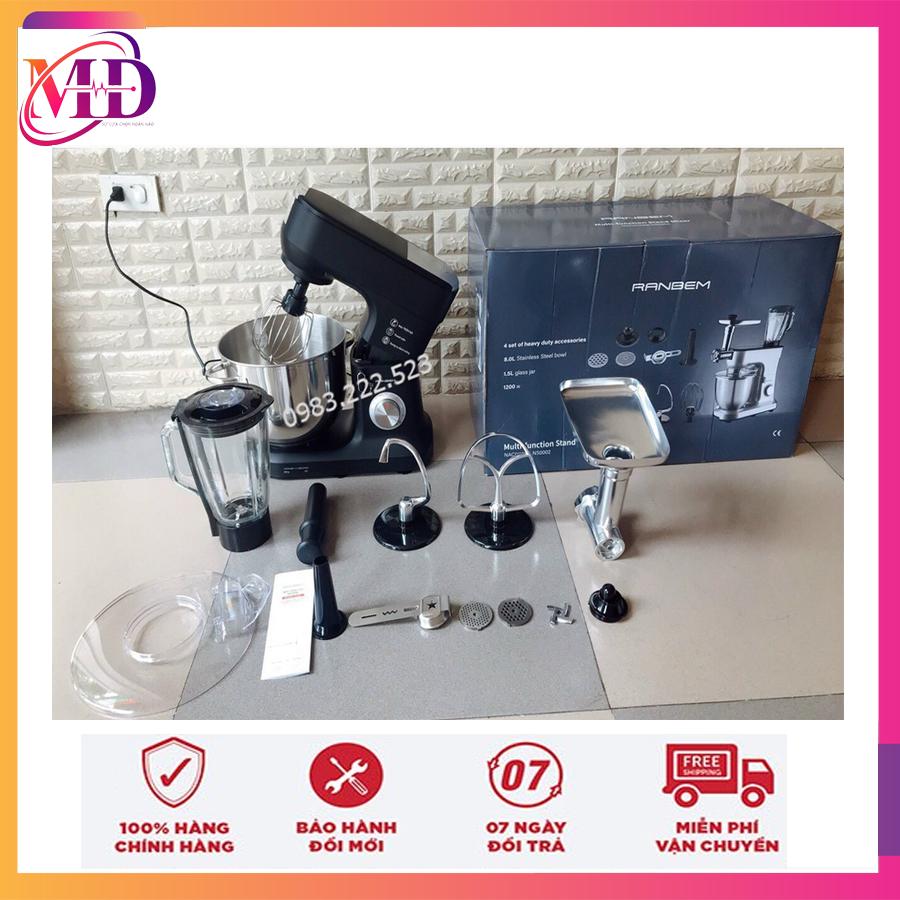 [Trả góp 0%]Máy trộn/nhào bột đa năng để bàn RANBEM 534E dung tích 7lit