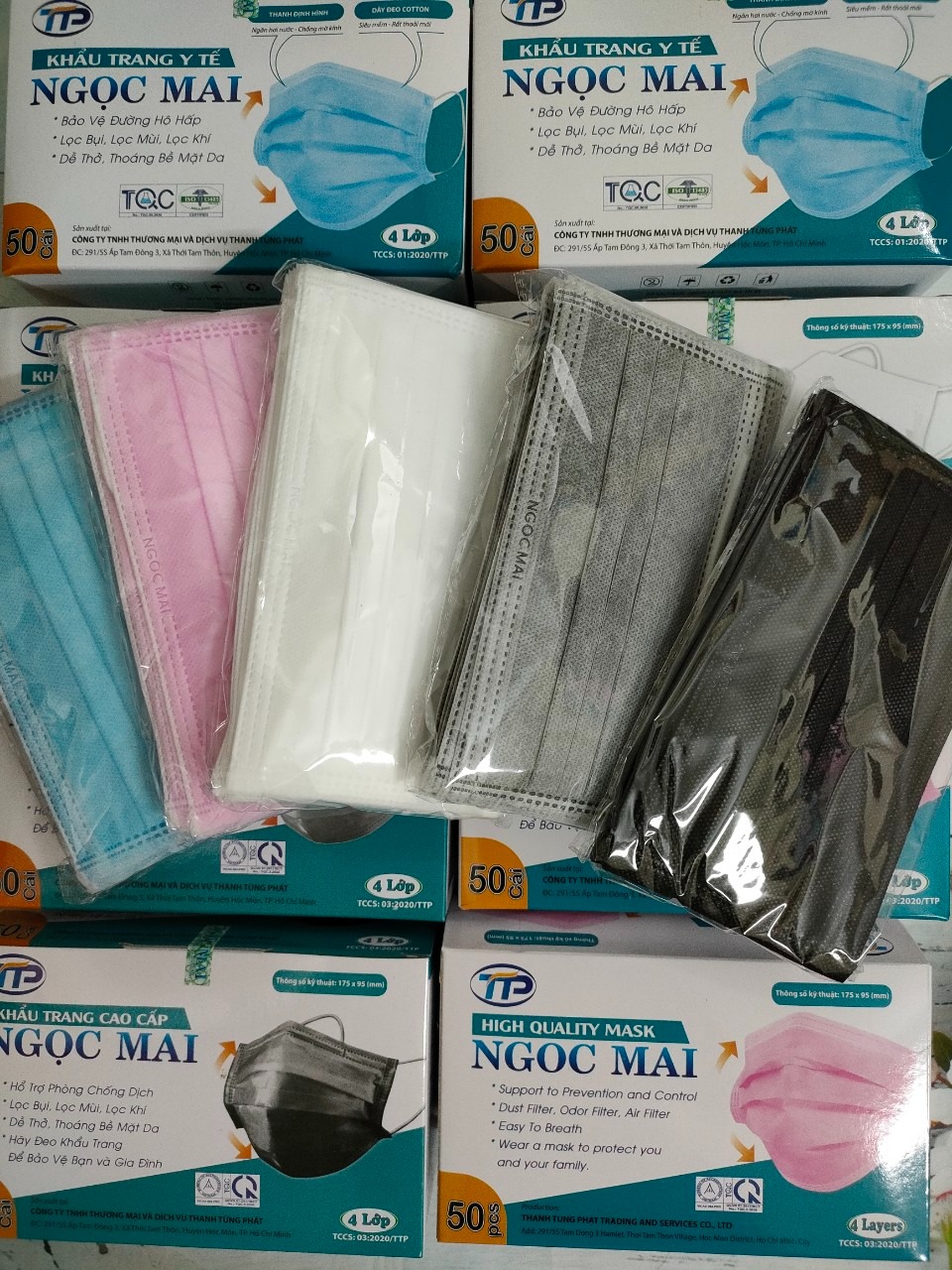 [HCM][HÀNG CHẤT LƯỢNG CAO] 1 Thùng 20 Hộp Khẩu Trang Y Tế Chất Lượng Cao 4 Lớp Ngọc Mai Phòng Ngừa Bệnh Qua Đường Hô Hấp Có Đủ Màu (1hộp/50 cái)