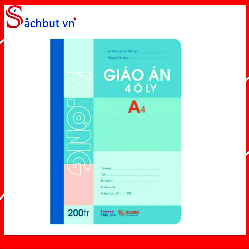 Sổ giáo án 4 ôly Klong A4 200 Trang, Mã Số 314.