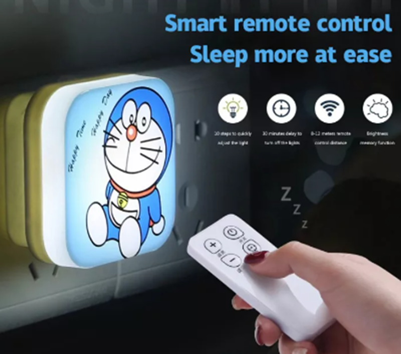 Đèn Led sài điện Mèo Doraemon - Kitty Kute cho Phòng Ngủ Đèn Tường Đèn Đầu Giường có Điều Khiển Từ Xa hoặc Công Tắc cho phòng ngủ của bạn