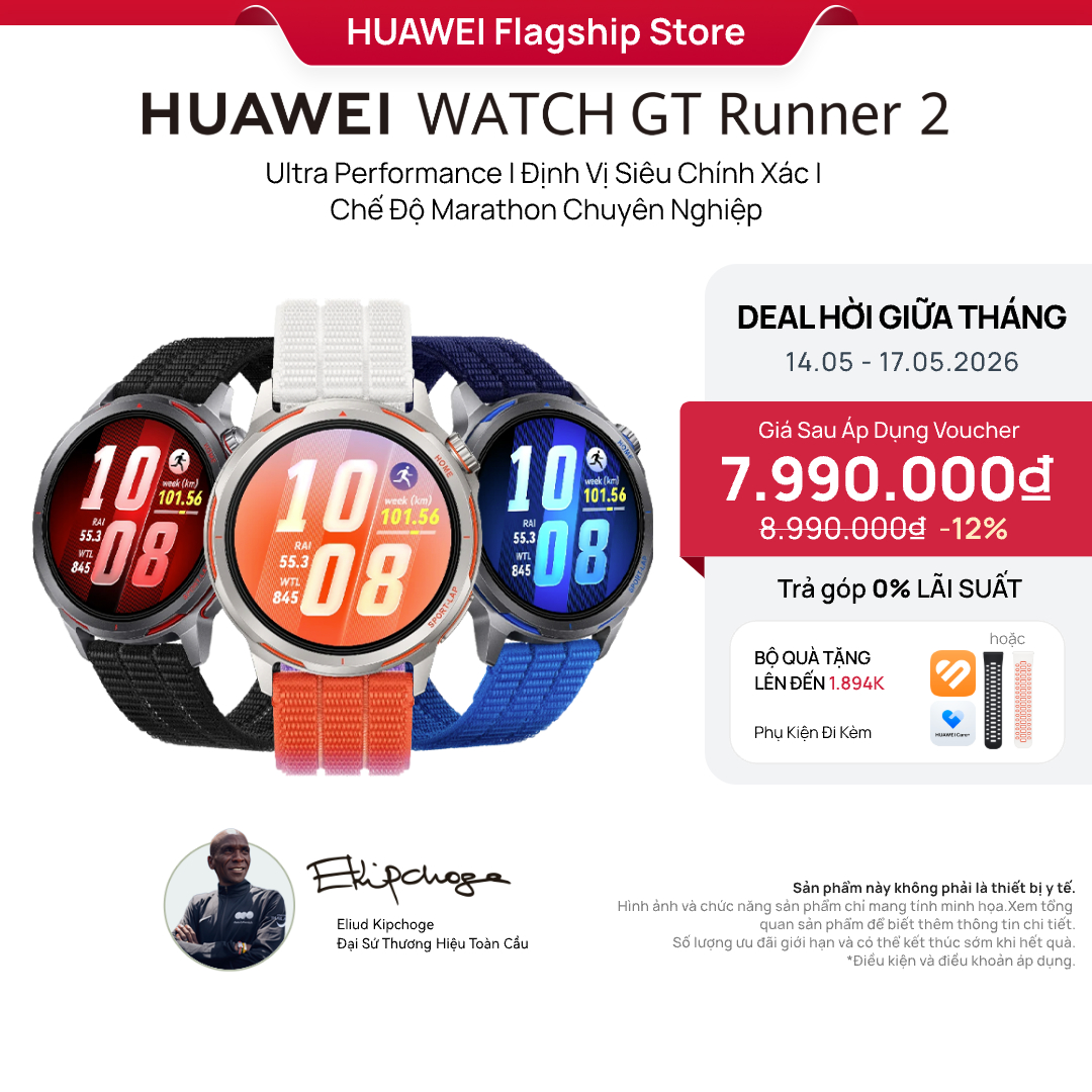 Đồng Hồ Thông Minh HUAWEI WATCH GT Runner 2 | Ultra Performance | Định Vị Siêu Chính Xác | Chế Độ Marathon Chuyên Nghiệp