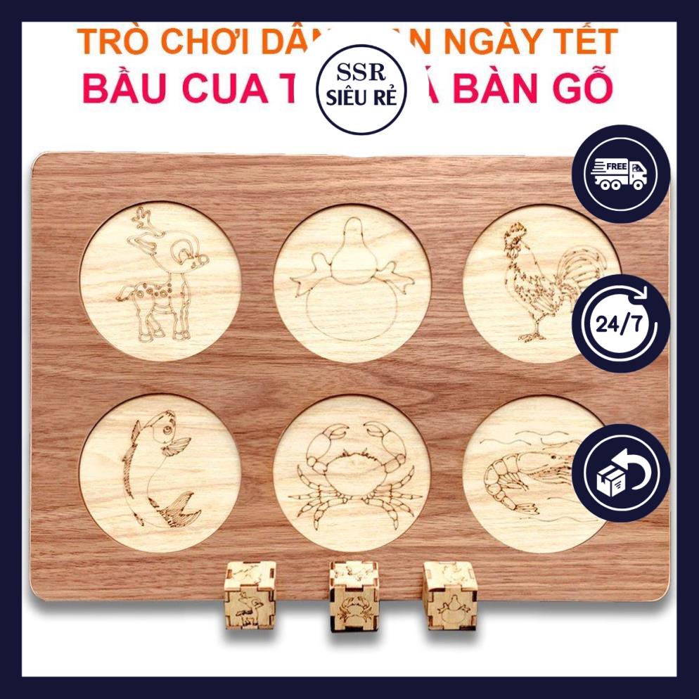 Trò Chơi Dân Gian Tết 2022- Bộ Lắc Bầu Cua Tôm Cá Bằng Gỗ Game Gia Đình Vui Nhộn