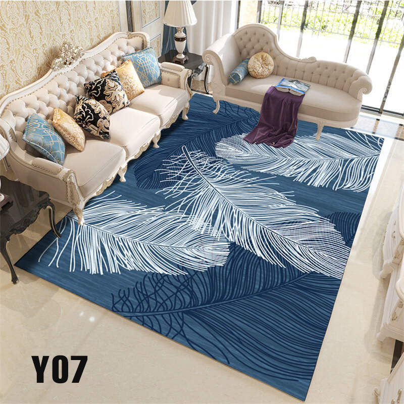 Thảm Bali họa tiết lông vũ xanh Y07