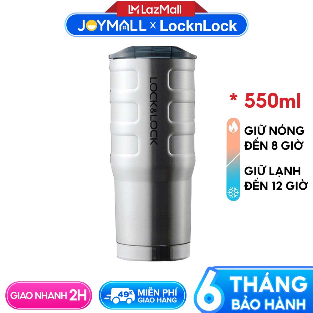 Ly giữ nhiệt Lock&Lock 550ml Bumper Tumbler LHC4139SLV - Hàng chính hãng, thép không gỉ, miệng ly rộng - JoyMall