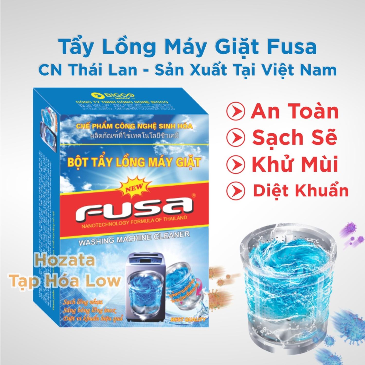 Bột tẩy lồng mấy giặt FUSA 2 gói chính hãng công nghệ thá¡ Lan