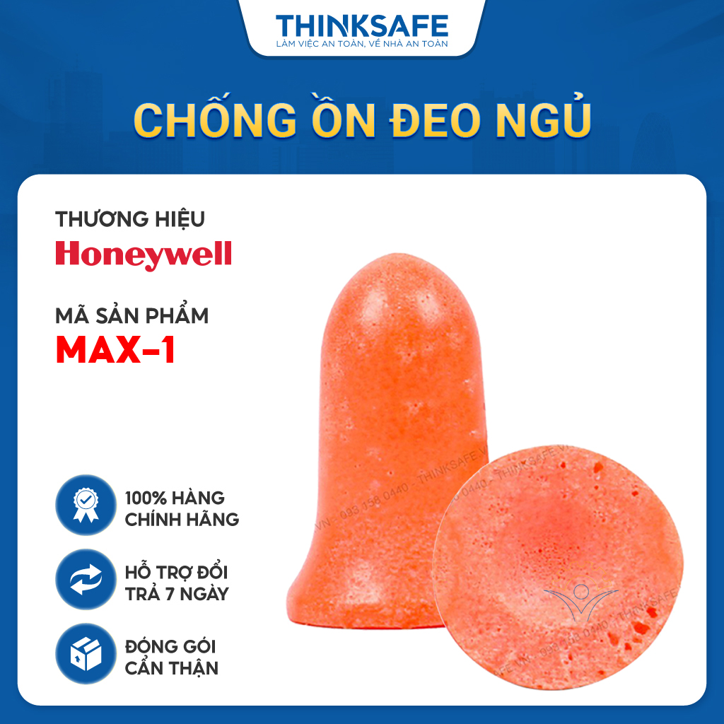 Nút tai chống ồn Honeywell MAX1 chất liệu foam mềm, chống ồn cấu tạo bọt biển, nút giảm ồn - Thinksafe
