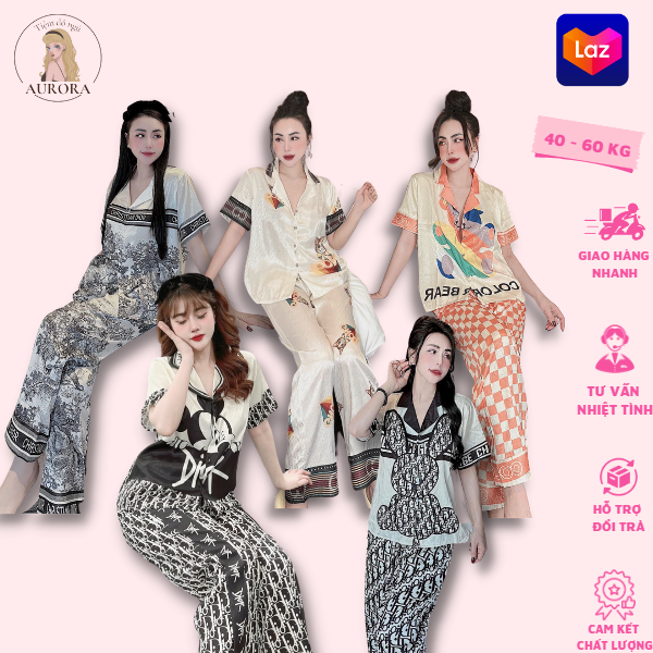 Bộ đồ mặc nhà - đồ ngủ pijama tnqd lụa xước cao cấp siêu mát mềm mịn