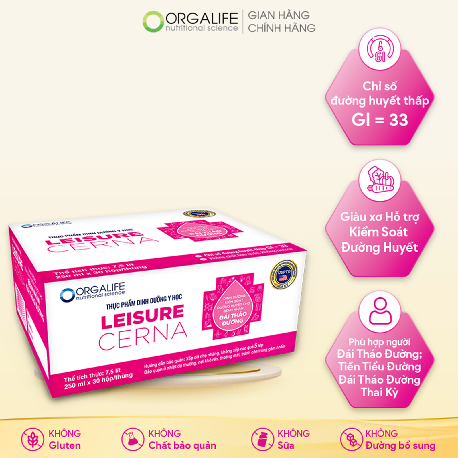 LEISURE CERNA - Soup Uống Dinh Dưỡng Công Thức Kiểm Soát Đường Huyết - Thùng 30 hộp x 250ML