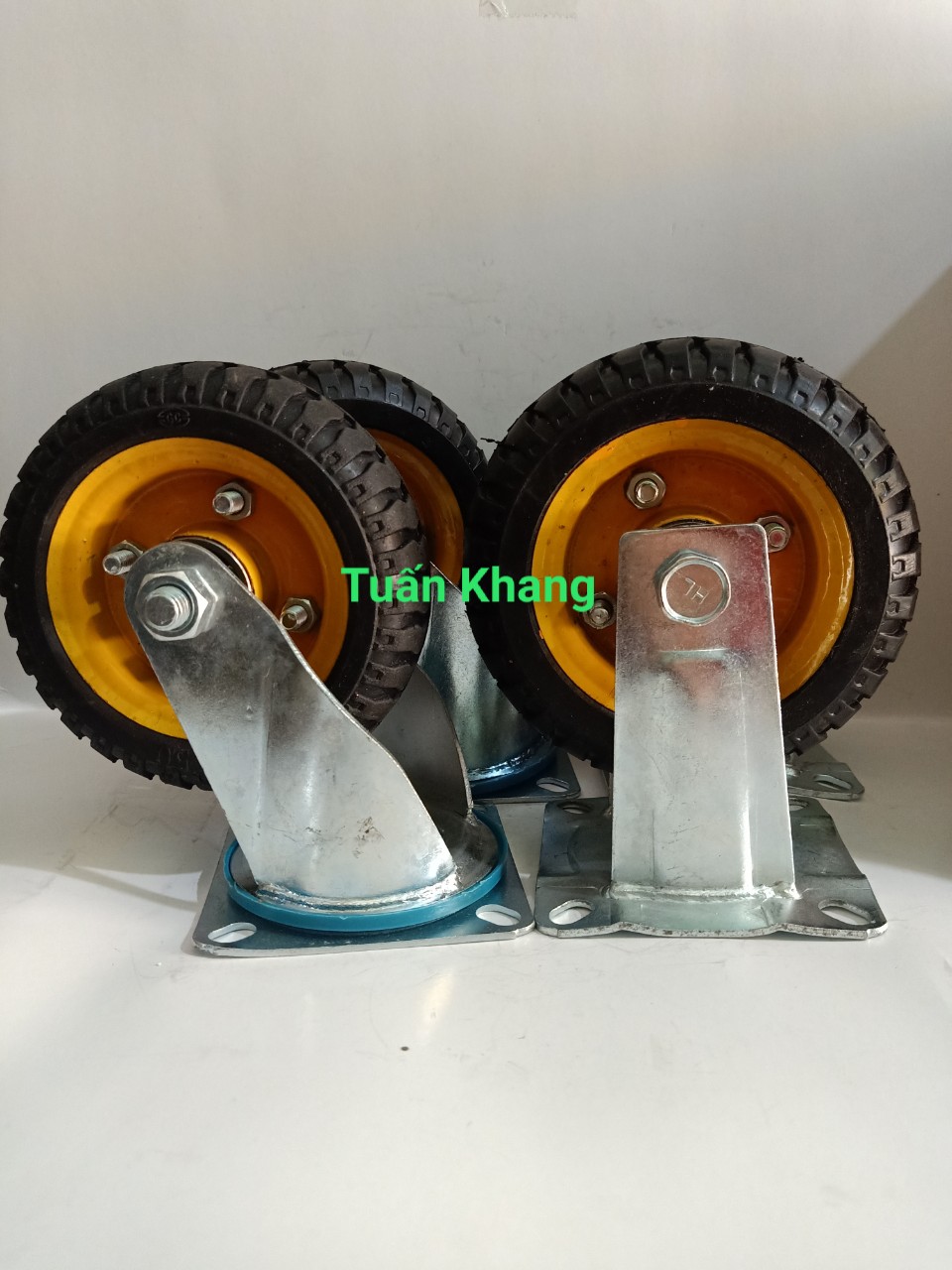 Bộ bánh xe 160x50 cao su mâm thép 2xoay+2 cố định