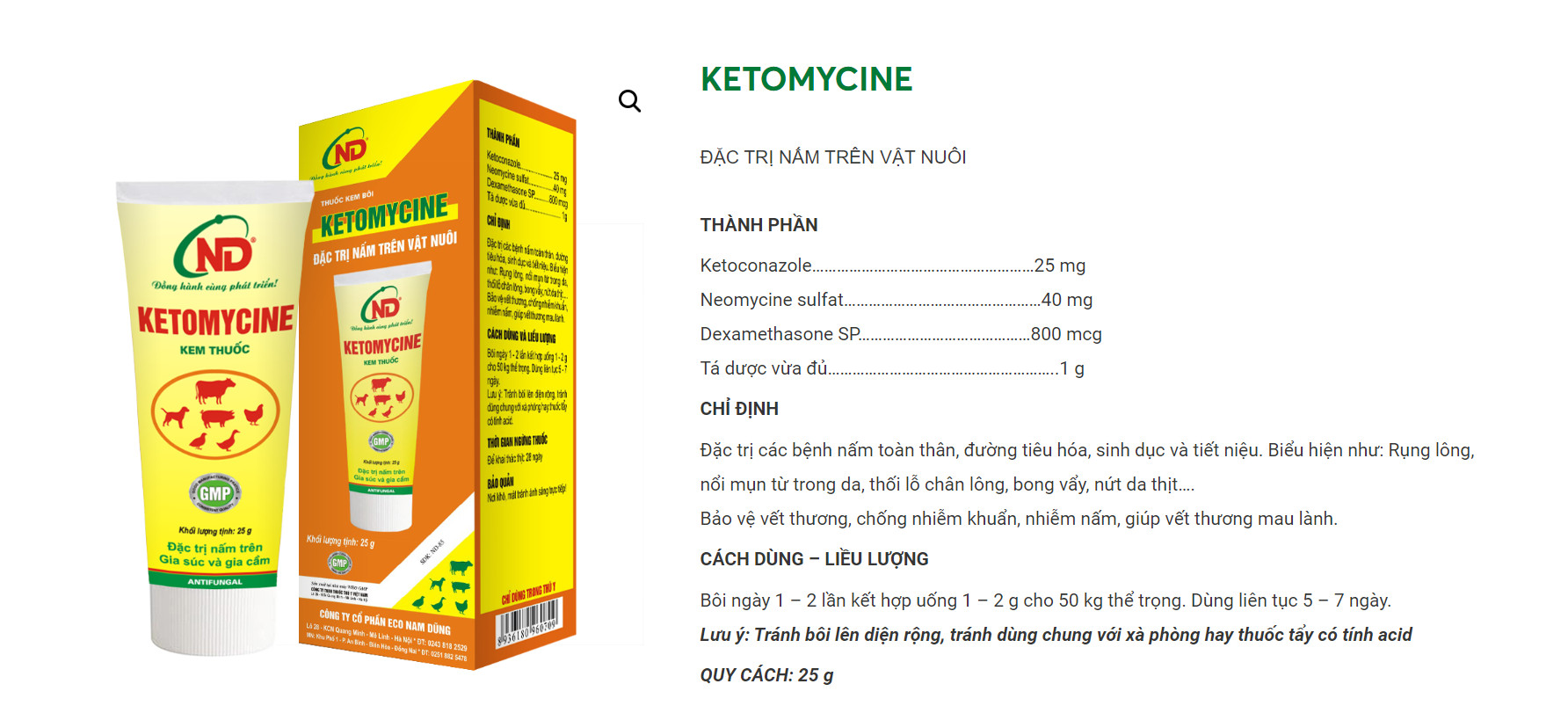 Thuốc diệt nấm mốc KETOMYCINE 25g Nam Dũng dạng kem bôi da diệt mốc nấm  trên gà chó mèo và vật nuôi khác Cho Thú Cưng Dưới 5Kg - Lazada | Lazada.vn