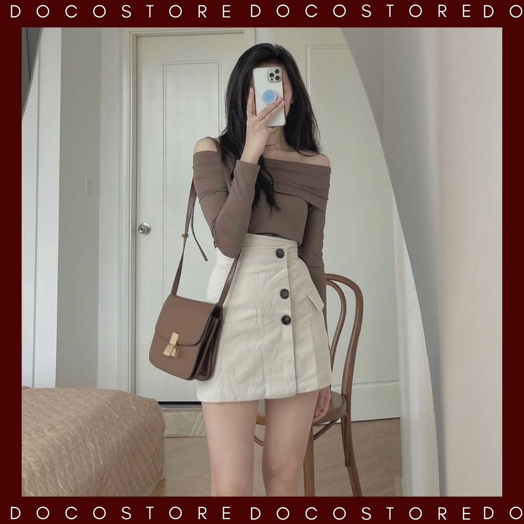 Áo trễ vai thun tăm tay dài thu đông - áo trễ vai - áo ôm body