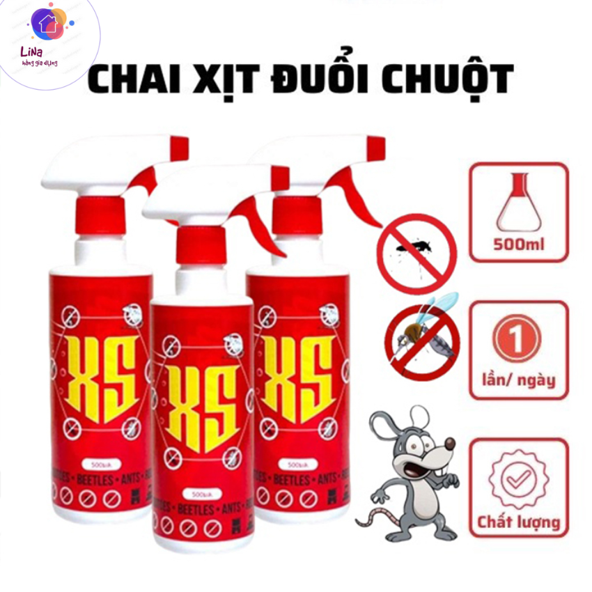 Chai Xịt Đuổi Chuột XS 500ML Hàng Thái Lan - Xịt Đuổi Chuột, Côn Trùng, An Toàn & Hiệu Quả Cho Người Dùng