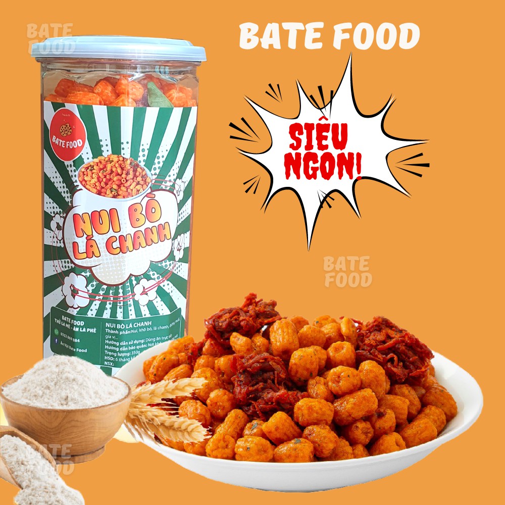 Nui sấy giòn lắc khô bò lá chanh 350g siêu ngon đồ ăn vặt