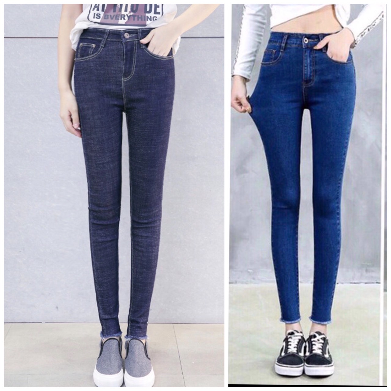 Quần jean nữ lưng cao co giãn Quần bò nữ Quần jean tua lai,Áo Thun Nữ Form Rộng