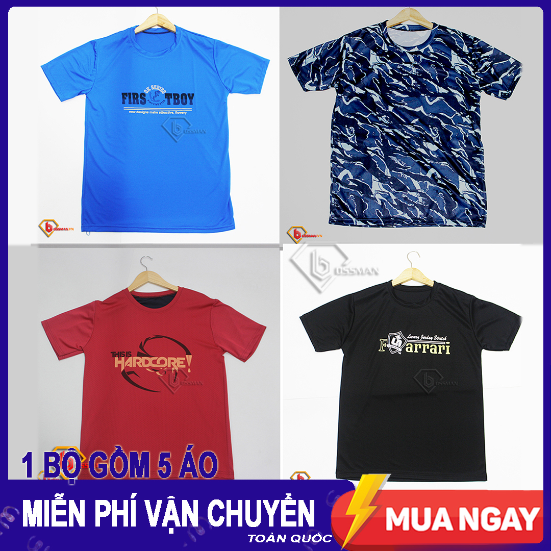Combo 5 áo thun nam thun co giãn - màu ngẫu nhiên
