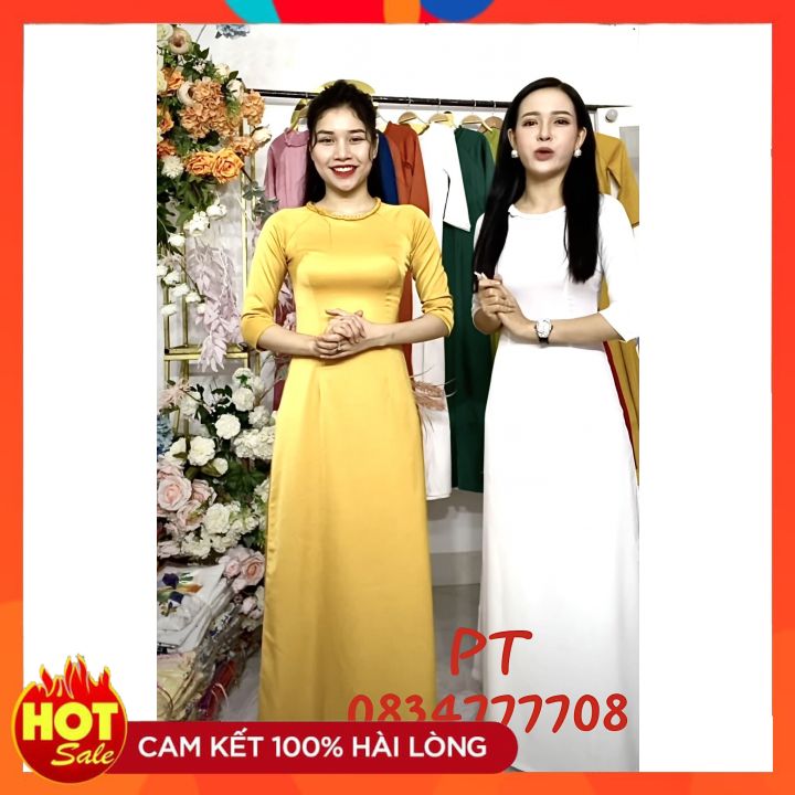 Áo Dài Tây Thi May Sẵn Kết Cổ- Áo Dài Truyền Thống Thướt Tha Yểu Điệu (Không Kèm Quần)
