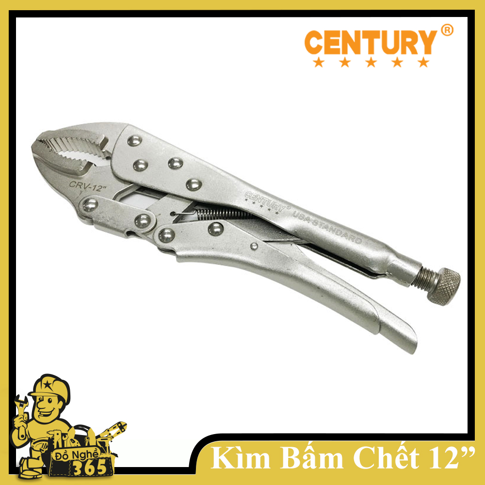 Kìm bấm cố định xi trắng lớn 12" (300MM) CENTURY kìm bấm chết 12" Độ mở miệng tối đa 70mm Công dụng bấm chết để kẹp, giữ, vặn một chi tiết nào đó