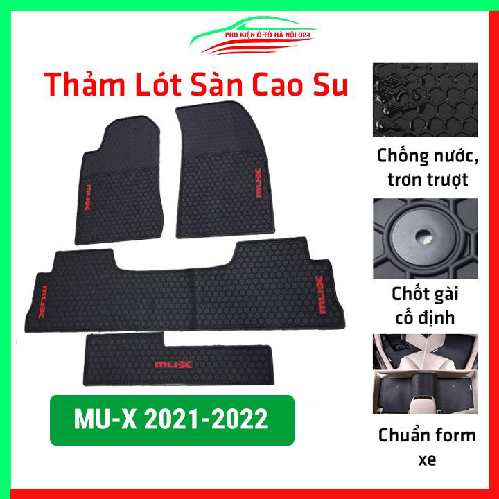 Thảm lót sàn ô tô cao su theo xe ISUZU MU-X, MUX  2021-2022 thảm trải sàn xe hơi không mùi, chống trơn trượt, mài mòn tốt