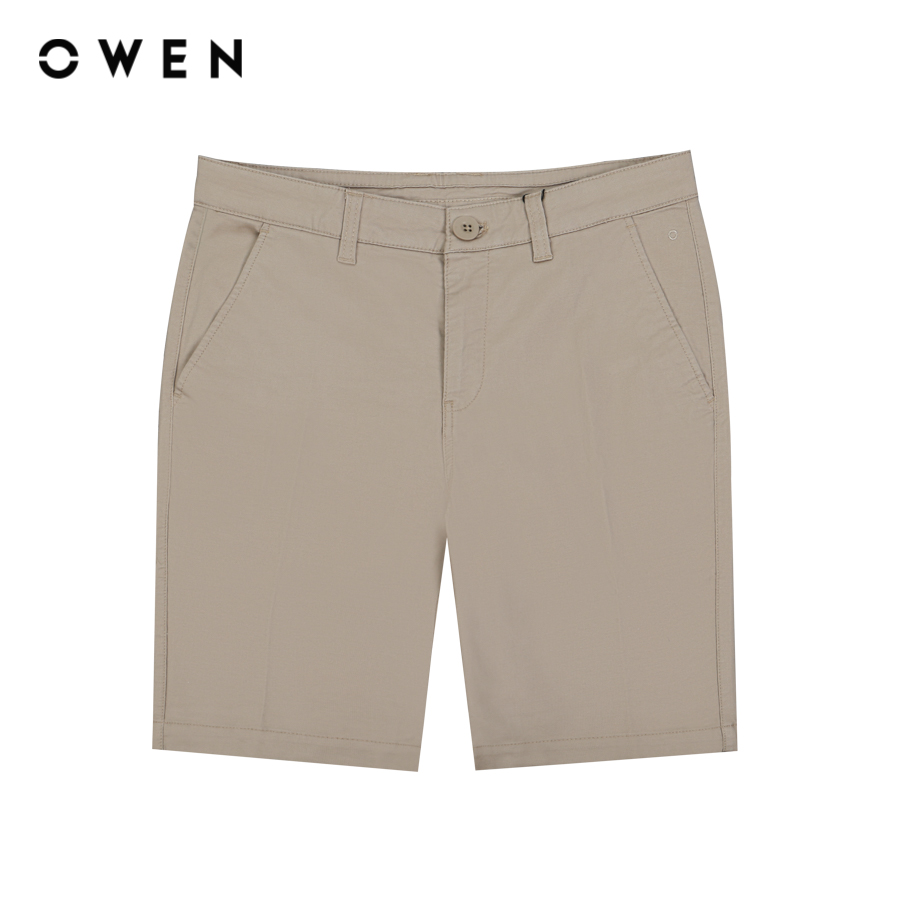 OWEN - Quần short Slim Fit SK231288 màu Be chất liệu Cotton spandex