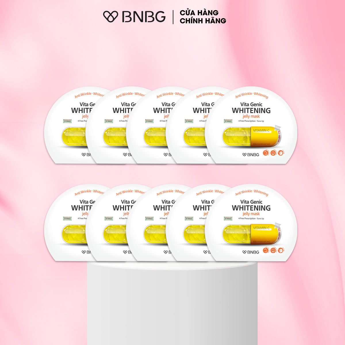Combo 10 Mặt Nạ BNBG Dưỡng Trắng Da Vita Genic Whitening Jelly Mask 30mlx10