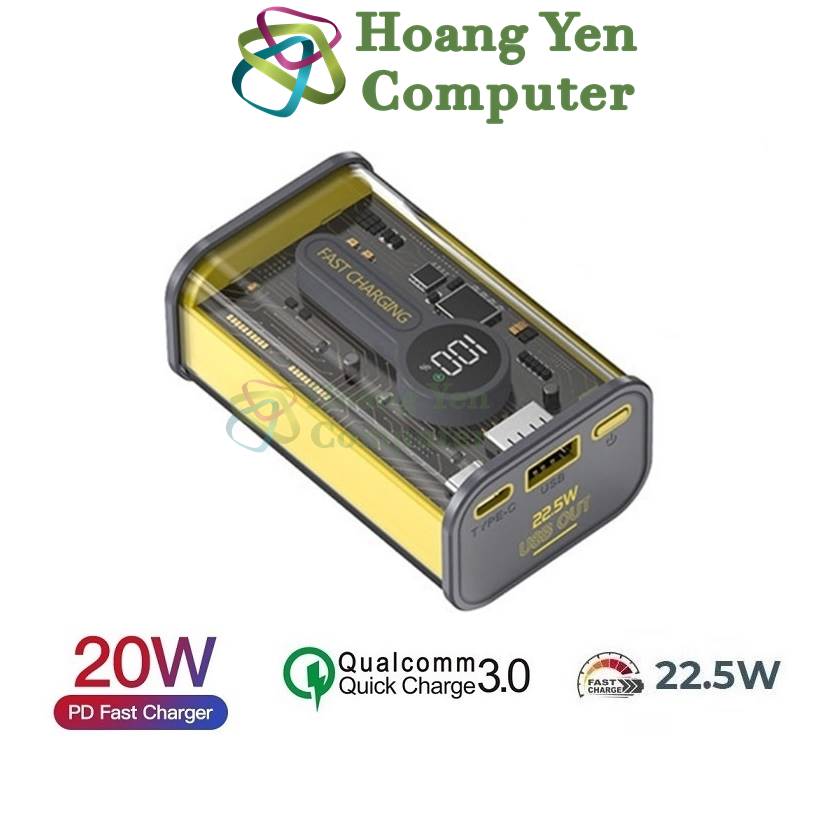 Sạc Dự Phòng Trong Suốt Sendem PH30 10000mAh Sạc Nhanh PD20W, QC3.0 18W,