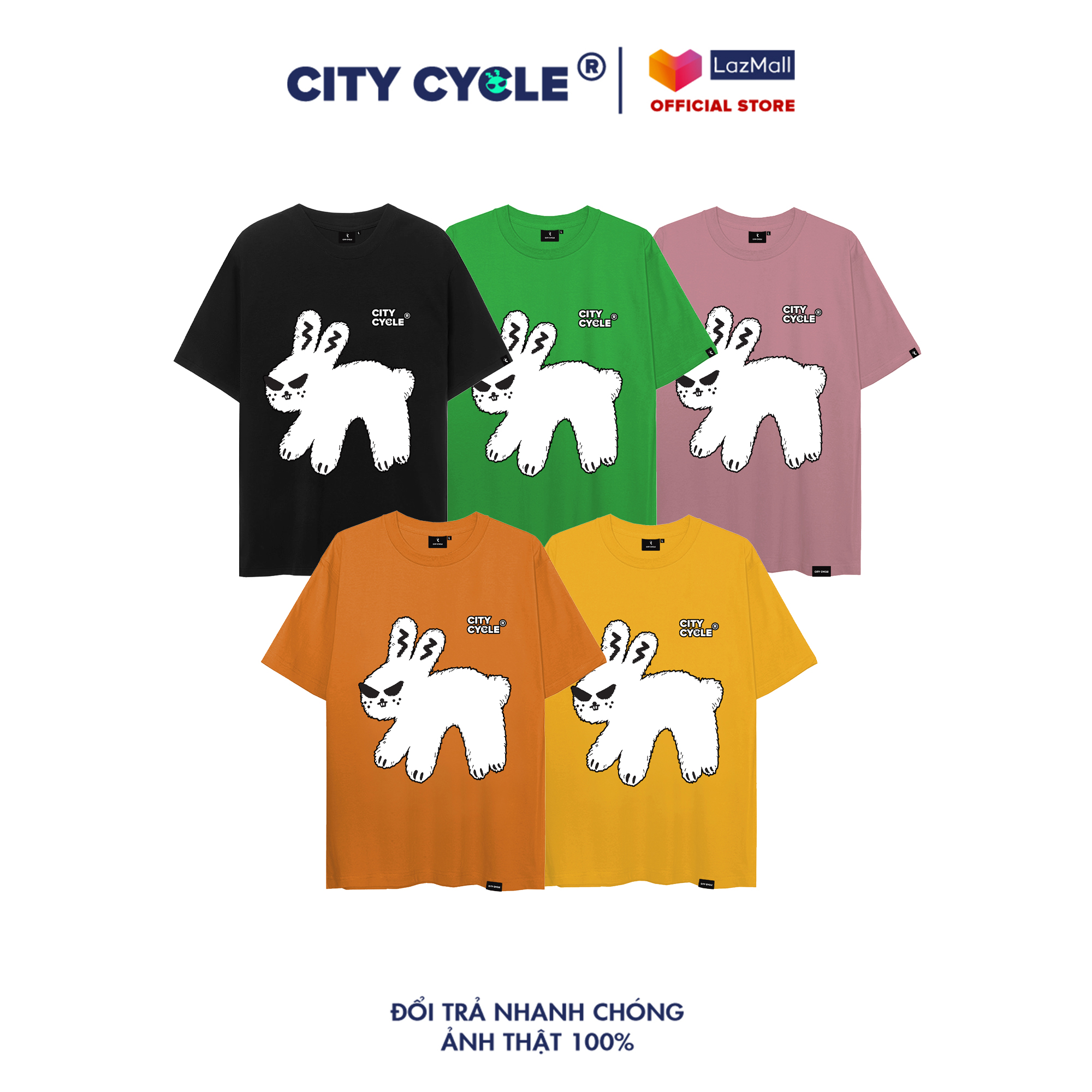 Áo thun local brand Rabbit City Cycle cotton in hình oversize nam nữ form rộng