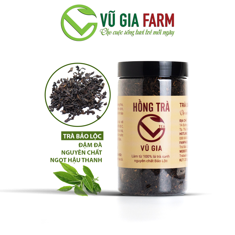 Hồng Trà ( Trà Đen ) Cao Cấp Nguyên Chất Bảo Lộc Vũ Gia (100g/hũ) - Nguyên liệu nấu trà sữa, thanh nhiệt cơ thể, thải độc gan tốt cho sức khỏe - Đã được kiểm nghiệm y tế
