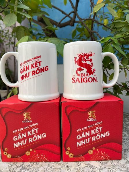 Ly bia Sài Gòn cỡ đại siêu dày - Hàng sứ Minh Long