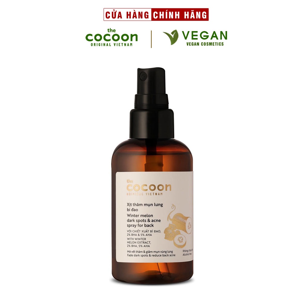Xịt thâm mụn lưng bí đao 140ml cocoon vietnam - 100% vegan - mỹ phẩm thuần chay
