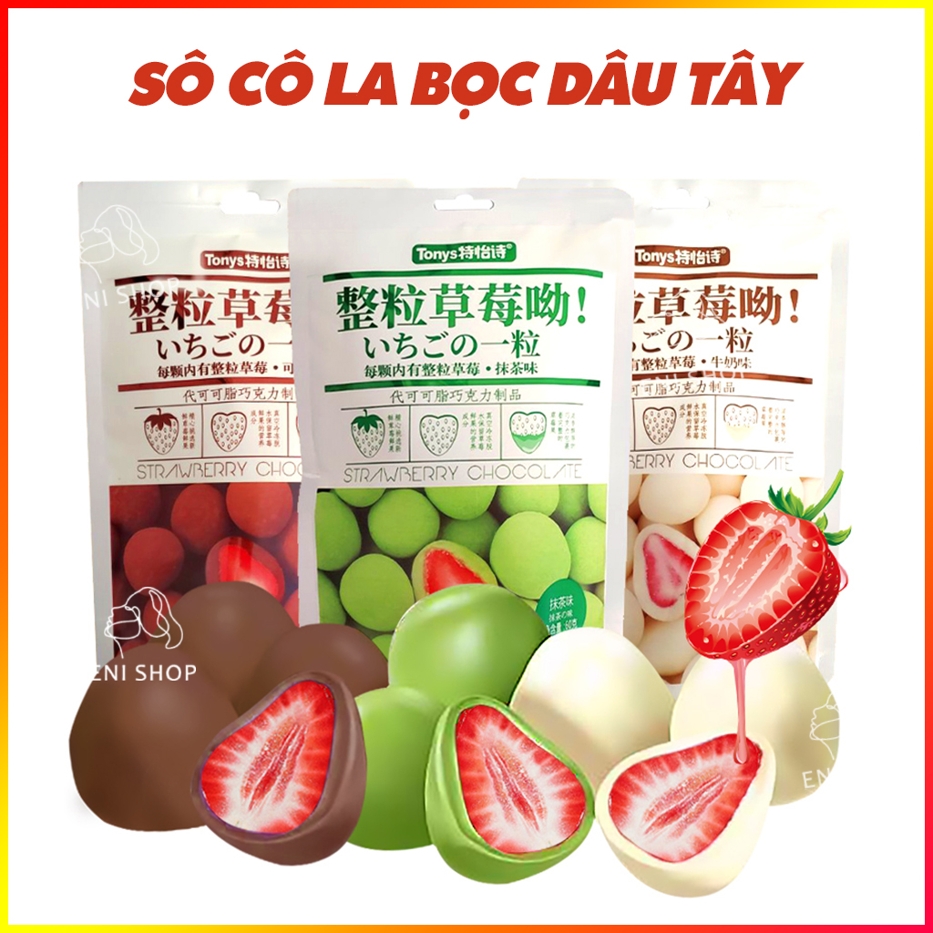 COMBO 3 GÓI SOCOLA BỌC DÂU TÂY Sấy Vị Socola Truyền Thống - Kẹo Dẻo Trái Cây - Sô cô la Bọc Dâu Tây - Dâu Tây Bọc Socola - Kẹo Sô cô la Dâu Tây - Ăn Vặt Nội Địa Trung - Socola Strawberry