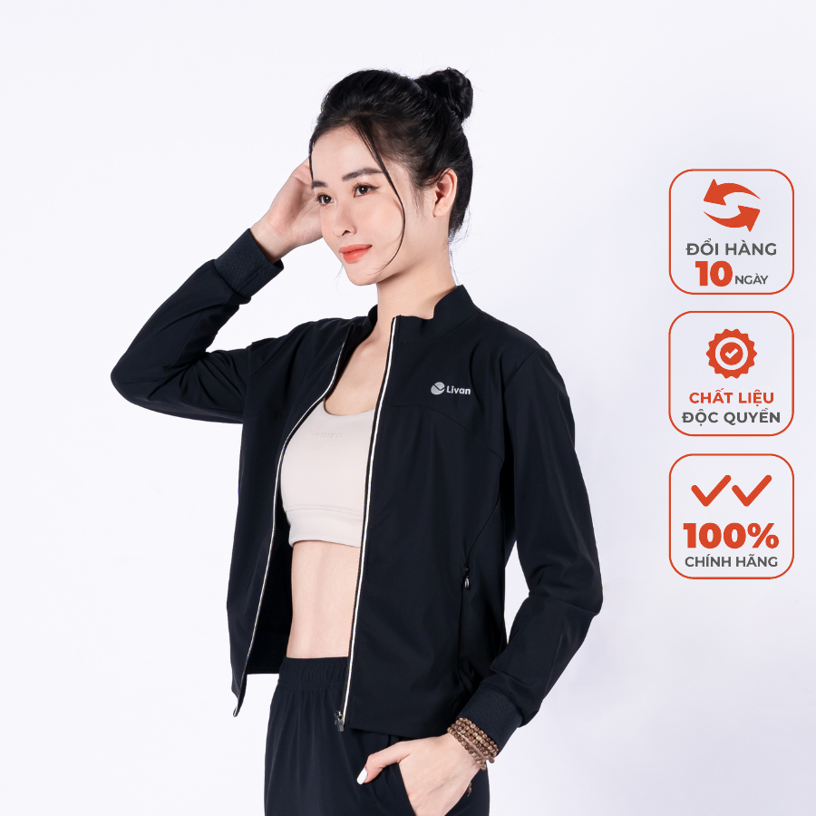 Áo jacket nữ 1 lớp mềm mịn co giãn livan sport cao cấp