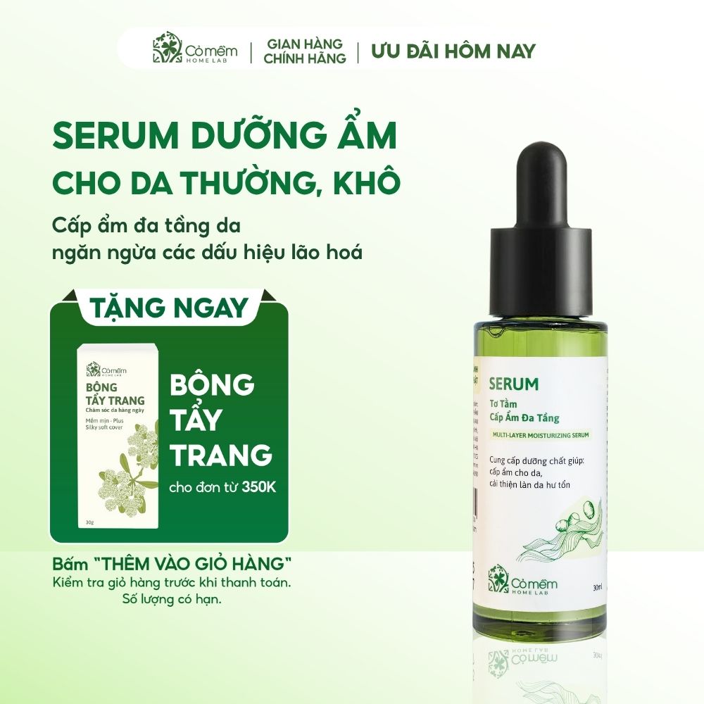 [TRỢ GIÁ 22K] Serum Cấp Ẩm Phục Hồi Da Thu Nhỏ Lỗ Chân Lông Ngăn Ngừa Lão Hoá Dưỡng Da Tơ Tằm Cỏ Mềm 30ml