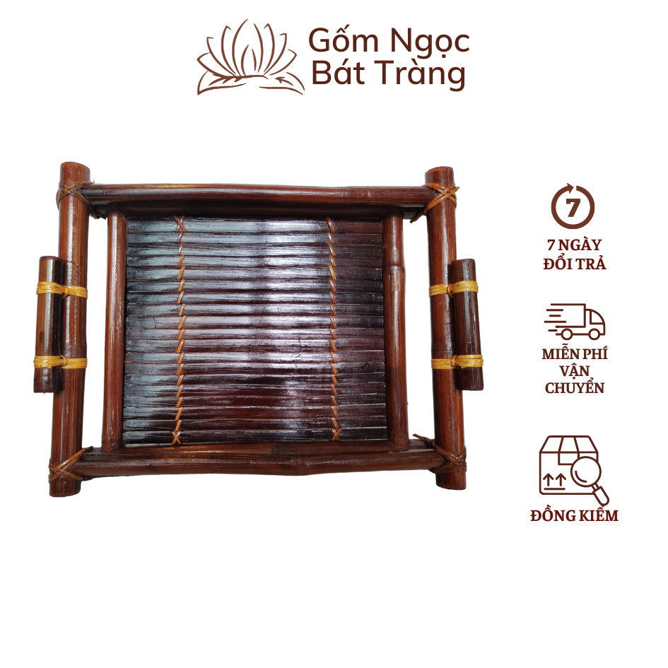 Khay trà khay tre khay đựng bộ âm chén uống trà gốm ngọc