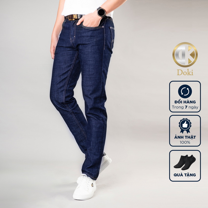 Quần jean nam xanh tím than DK-10 Quần bò nam dáng đứng, ôm nhẹ, chất vải co giãn, quần jean slimfit ống 17-18 - DK