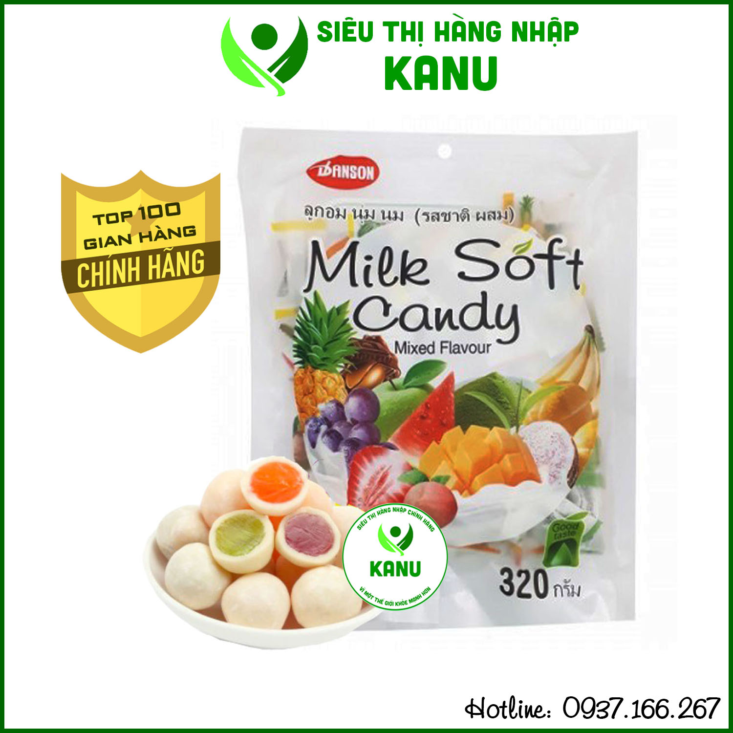 Kẹo dẻo trái cây hỗn hợp Milk Soft Candy Thái Lan 320g